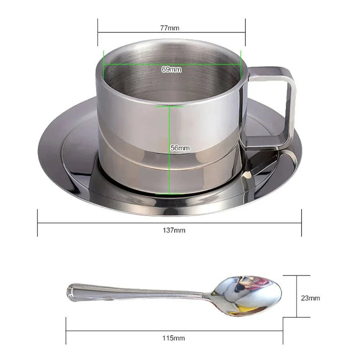 Three-Piece Stainless Steel Coffee Cup Set