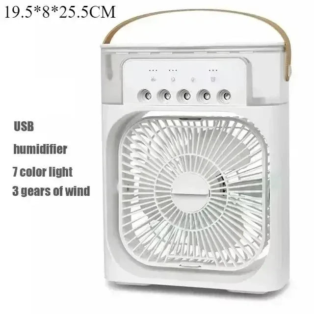 3-in-1 Portable Air Cooler with LED Lights – USB-Powered Desktop Fan, Humidifier &amp; Night Light |