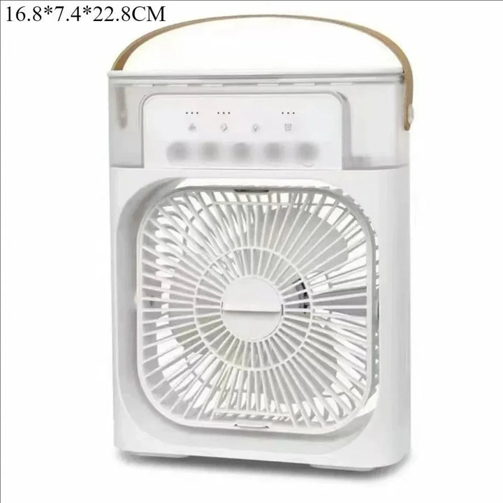 3-in-1 Portable Air Cooler with LED Lights – USB-Powered Desktop Fan, Humidifier &amp; Night Light |
