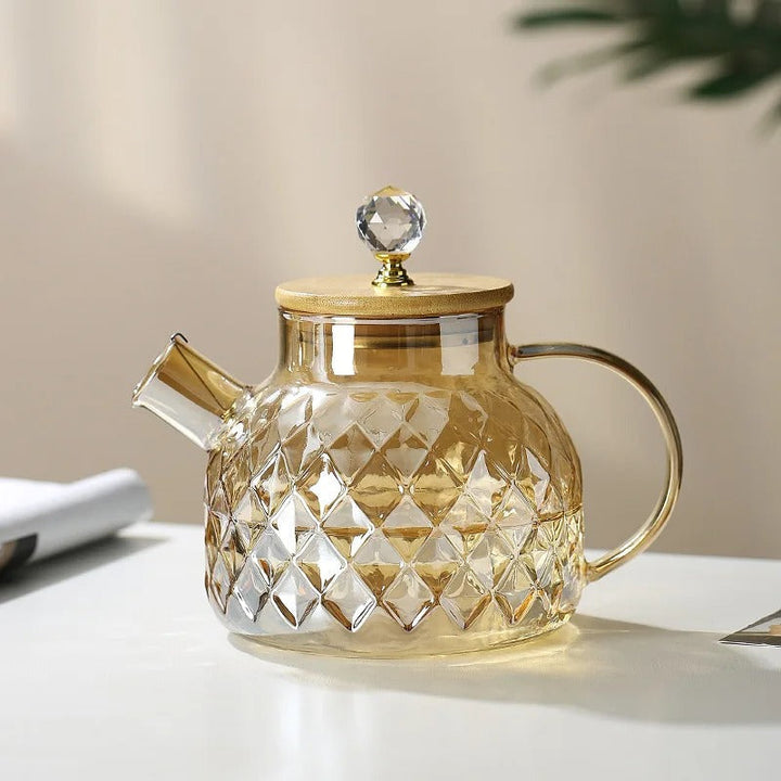 Classic Crystal Teapot | Glass &amp; Wood