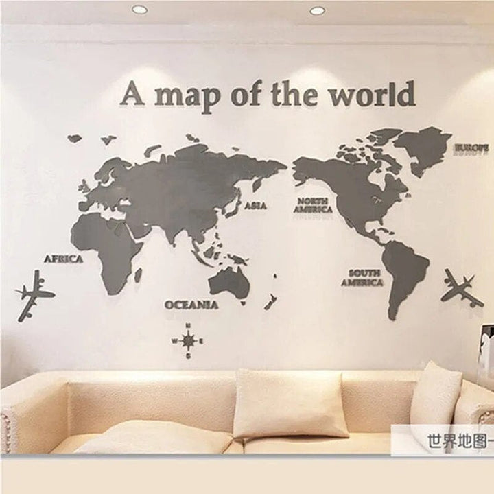 3D World Map Wall Sticker