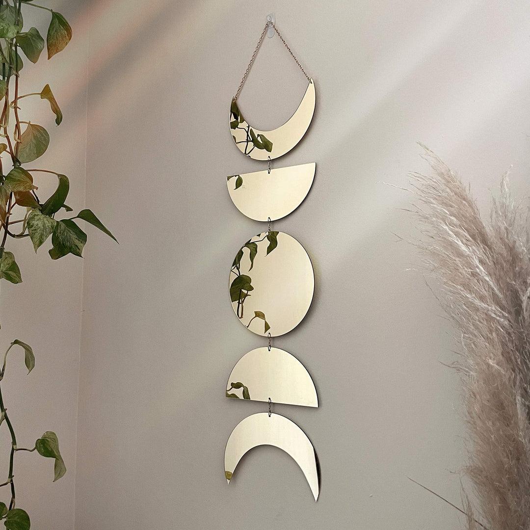 Moon phases mirror wall hanging