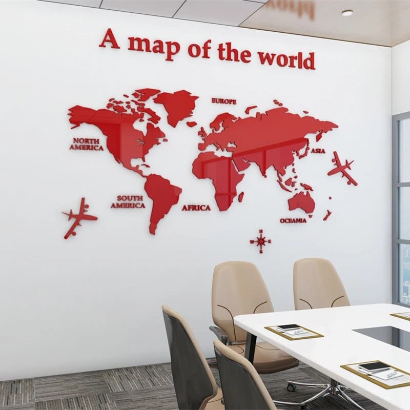 3D World Map Wall Sticker