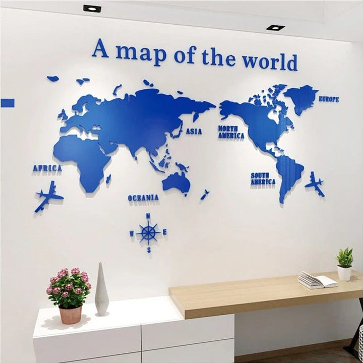 3D World Map Wall Sticker