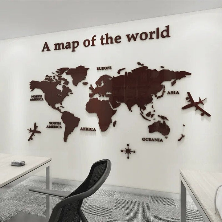 3D World Map Wall Sticker