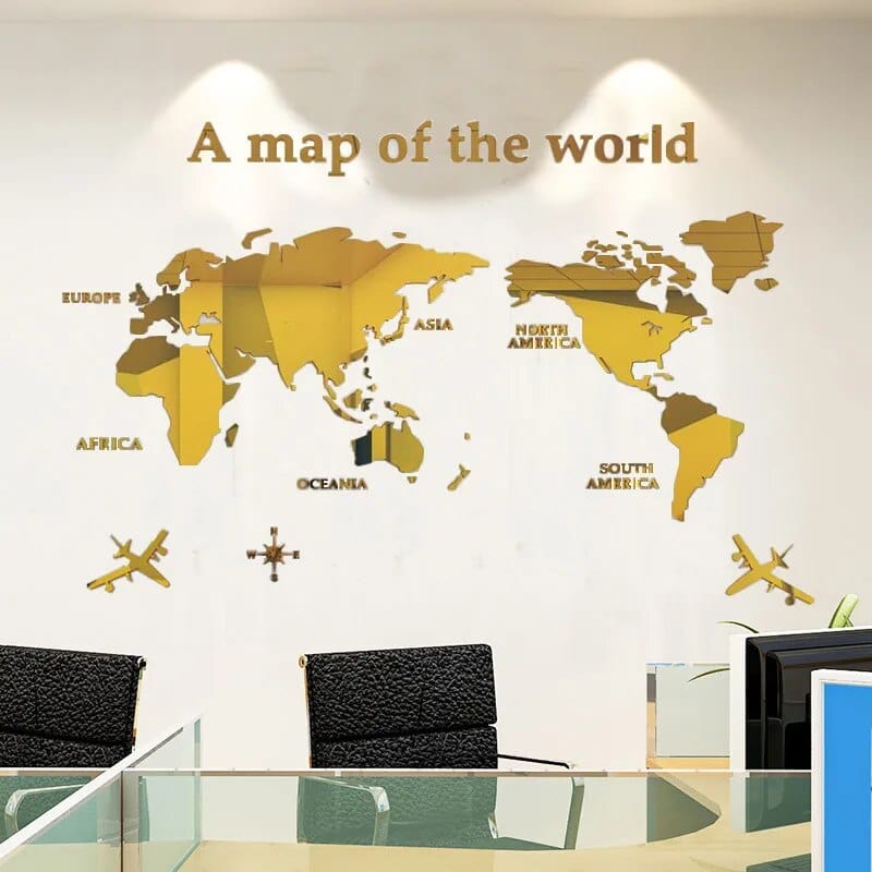 3D World Map Wall Sticker