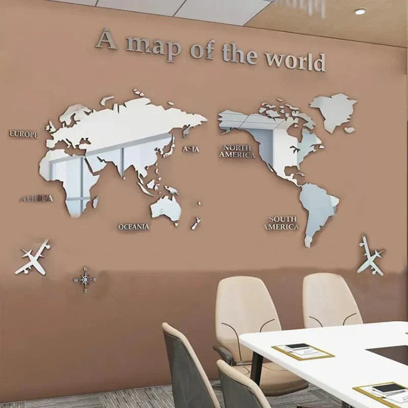 3D World Map Wall Sticker