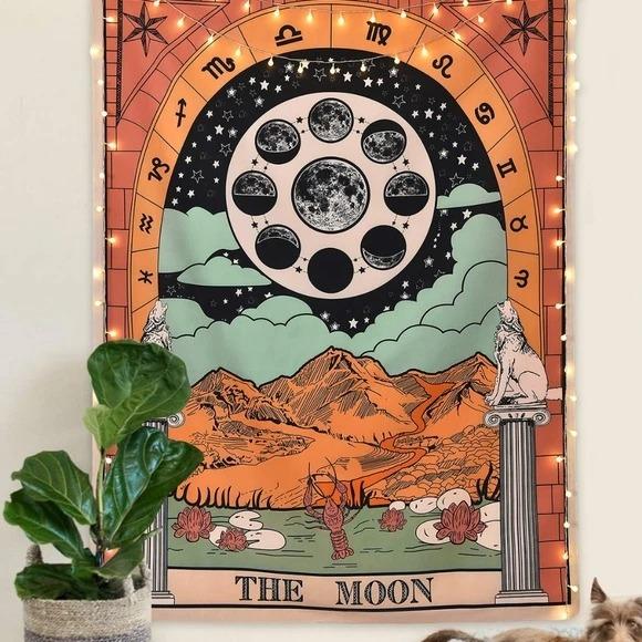 "The Moon" Tarot coloured Tapestry