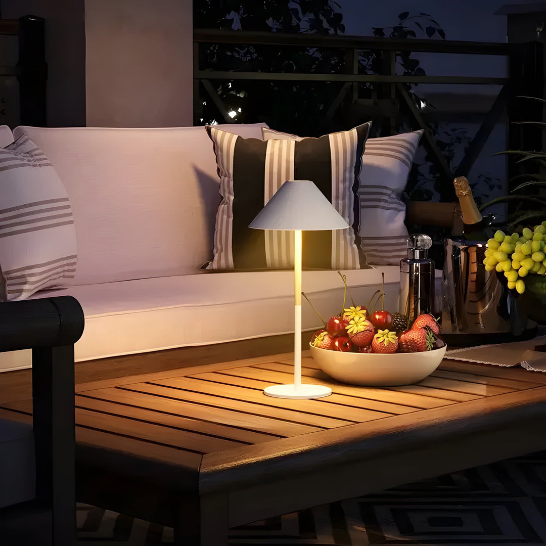 Minimalistic dimmable Touch table lamp - waterproof and rechargeable light colour